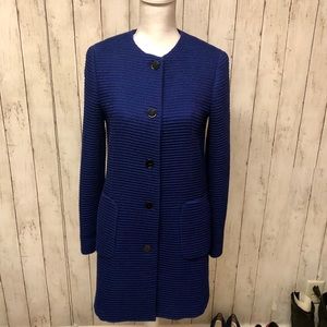 Zara Woman Textured Royal Blue Heavy Jacket Coat